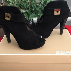 Michael Kors- Black Suede Bootie (peep toe)